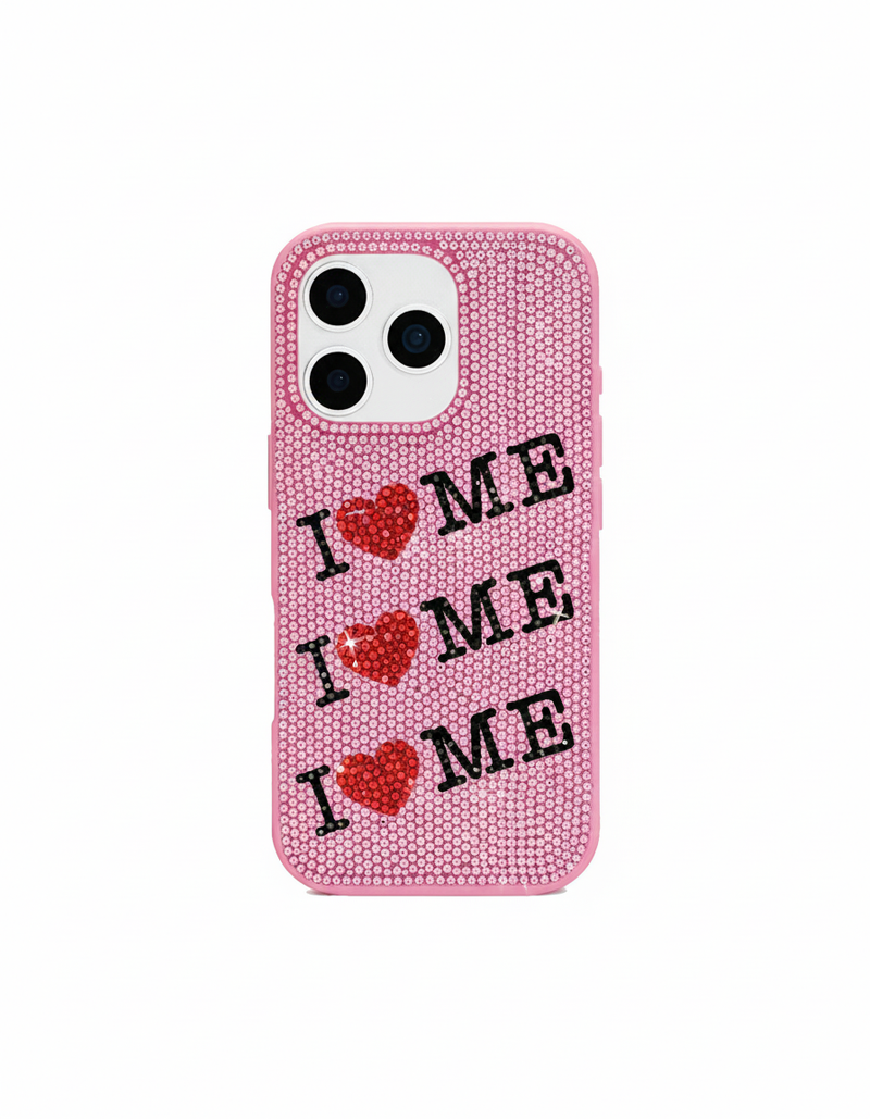 Artificial Crystal I Love Me Phone Case – Pink