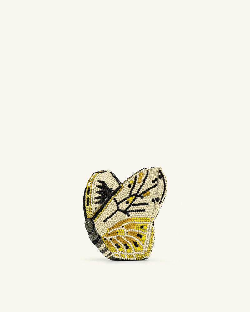 Paisley Crystal Butterfly Clutch - Yellow