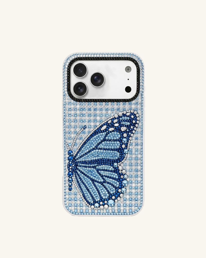 Blue Butterfly Wing Artificial Crystal Phone Casee – Blue