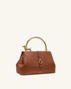 Bruna Dachshund Metal Handle Top Handle Bag - Brown