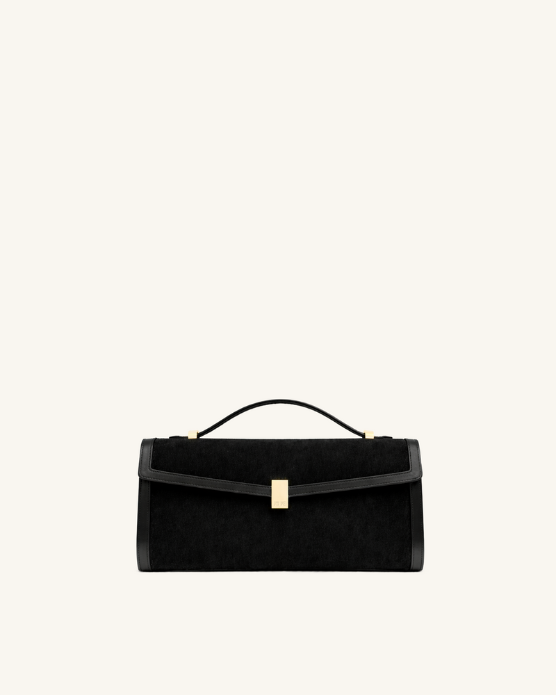 Aria Suede Top Handle Bag - Black