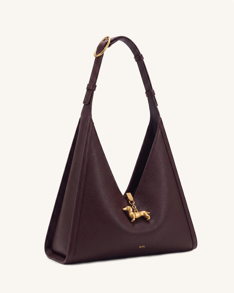 Maelle Dachshund Charm Hobo Bag – Dark Brown