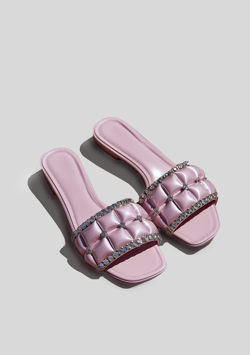 Lily Crystal Slides – Pink