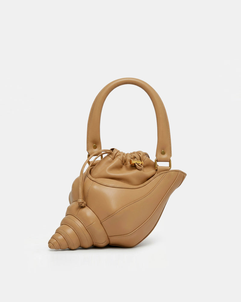 Conch Shell Top Handle Bag - Camel