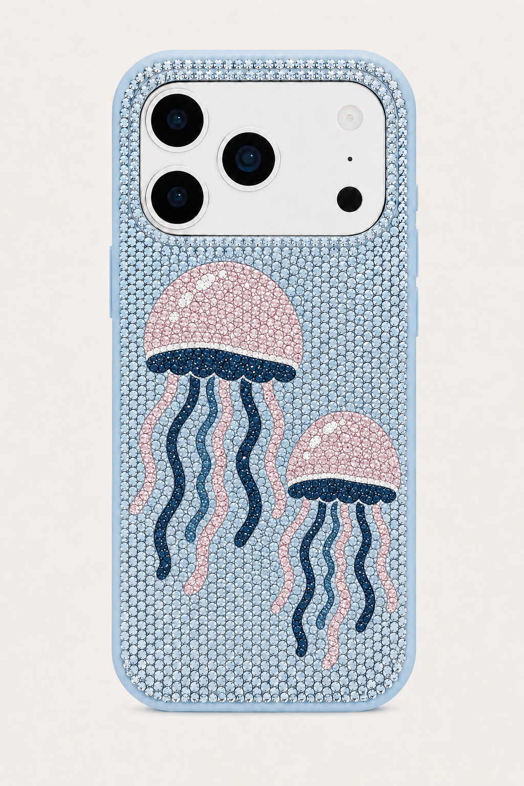 Floating Jellyfish Artificial Crystal Phone Case - Light Blue