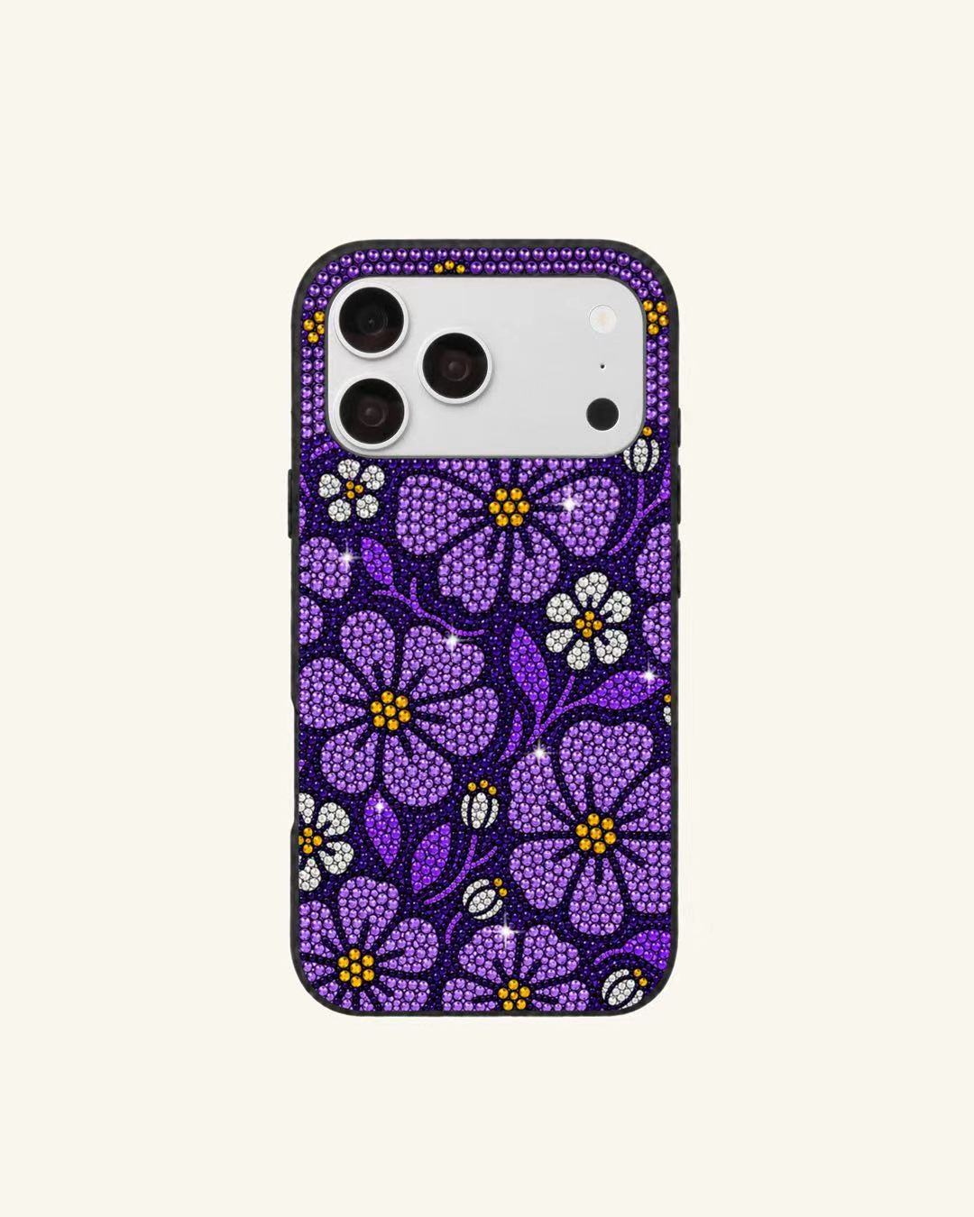 Purple Floral Rhinestone Phone Case – Purple