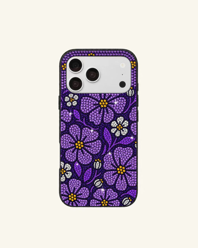 Purple Floral Rhinestone Phone Case – Purple