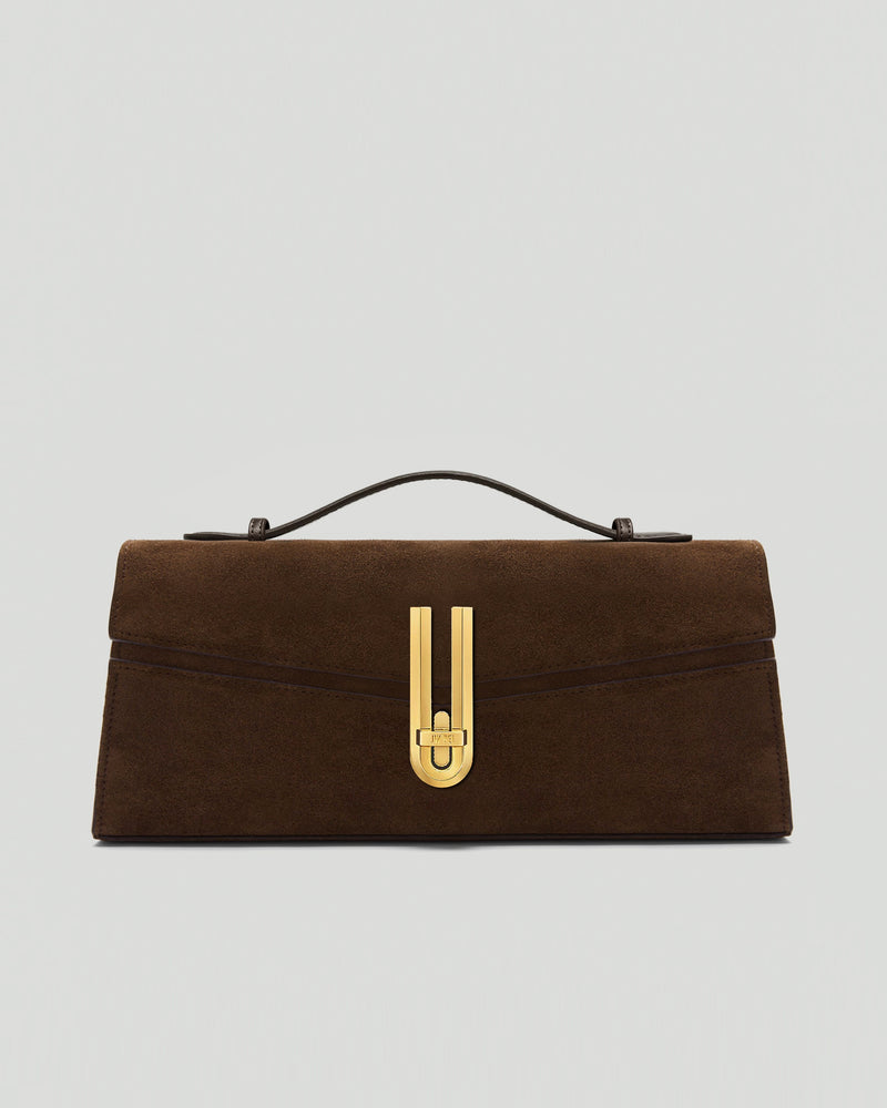 Nora Faux Suede Top Handle Bag - Brown