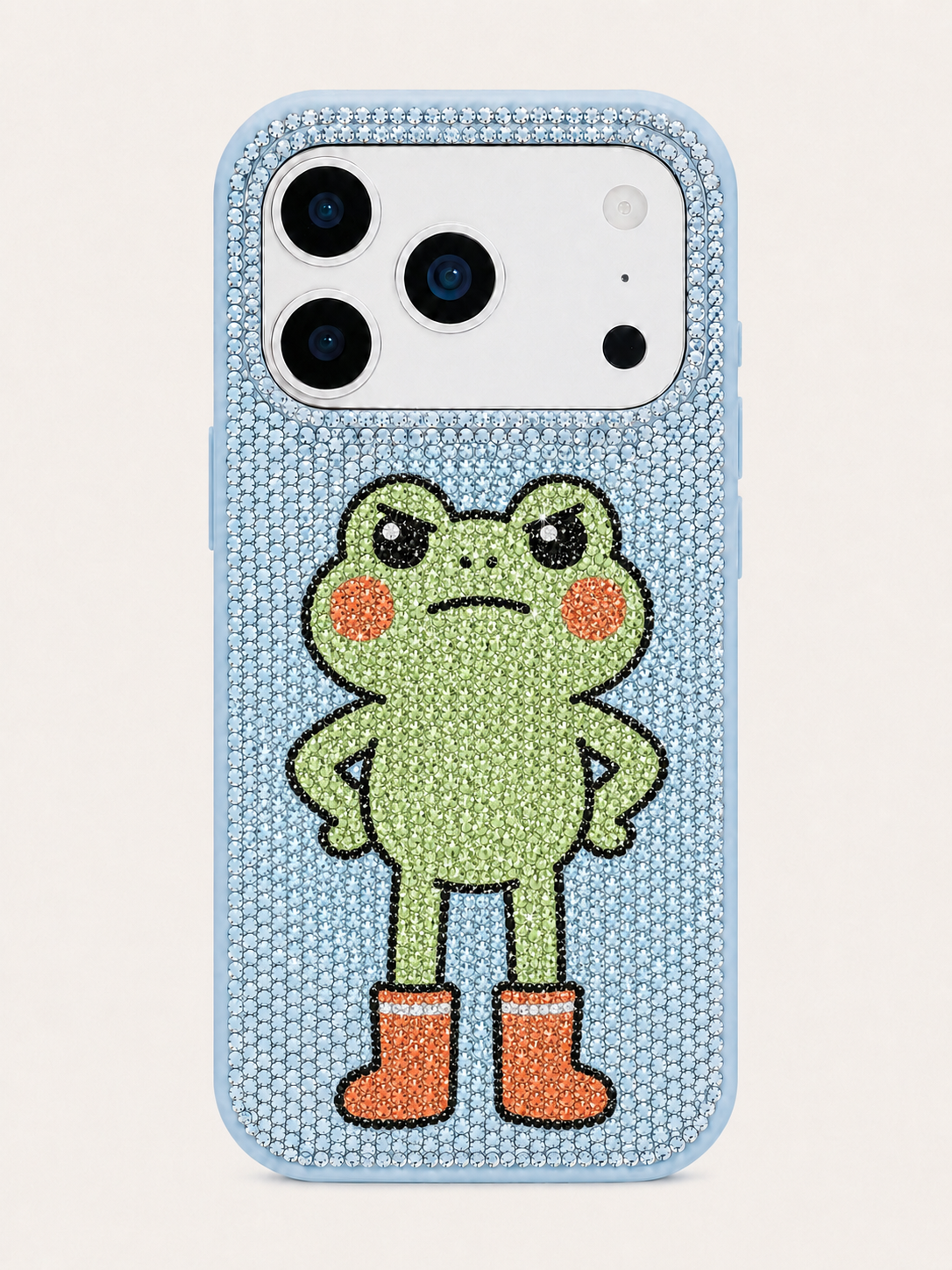 Frog Cartoon Artificial Crystal Phone Case - Light Blue