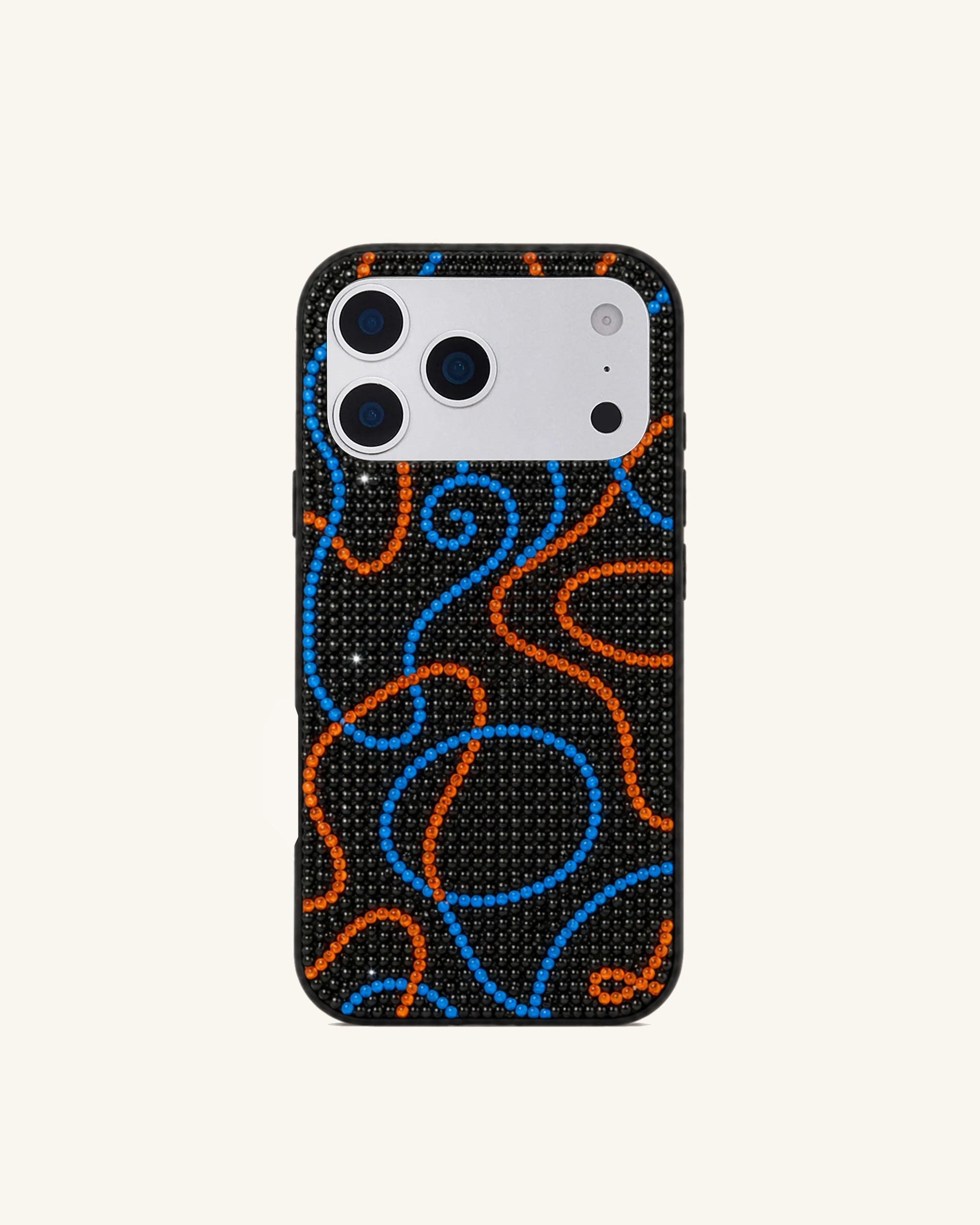 Swirl Line Artificial Crystal Phone Case - Black