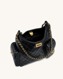 Vivian Quilted Chain Shoulder Bag - Black