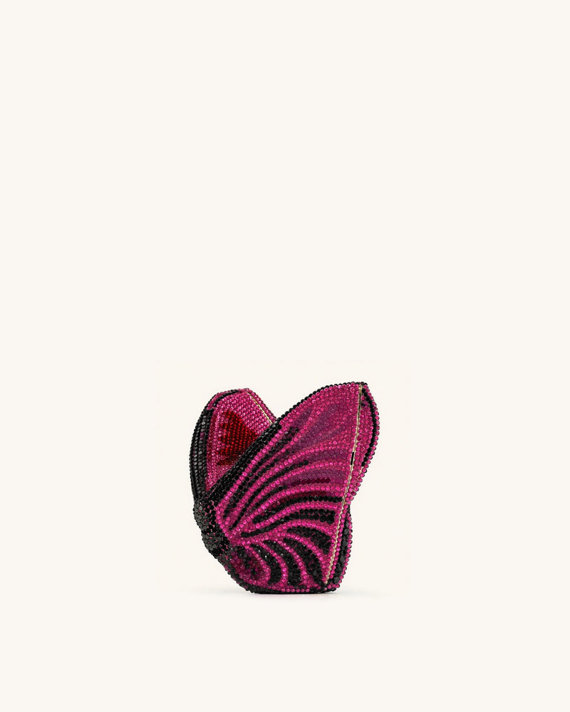 Paisley Crystal Butterfly Clutch - Rose