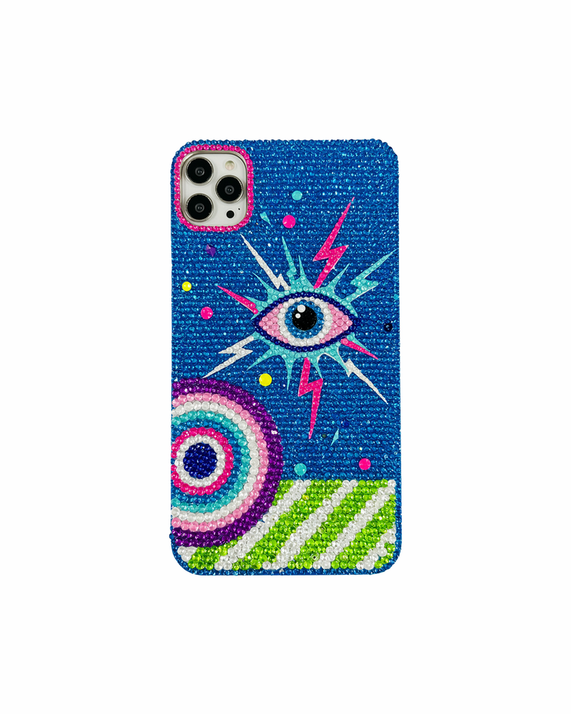 Eye Lightning Artificial Crystal Phone Case – Blue