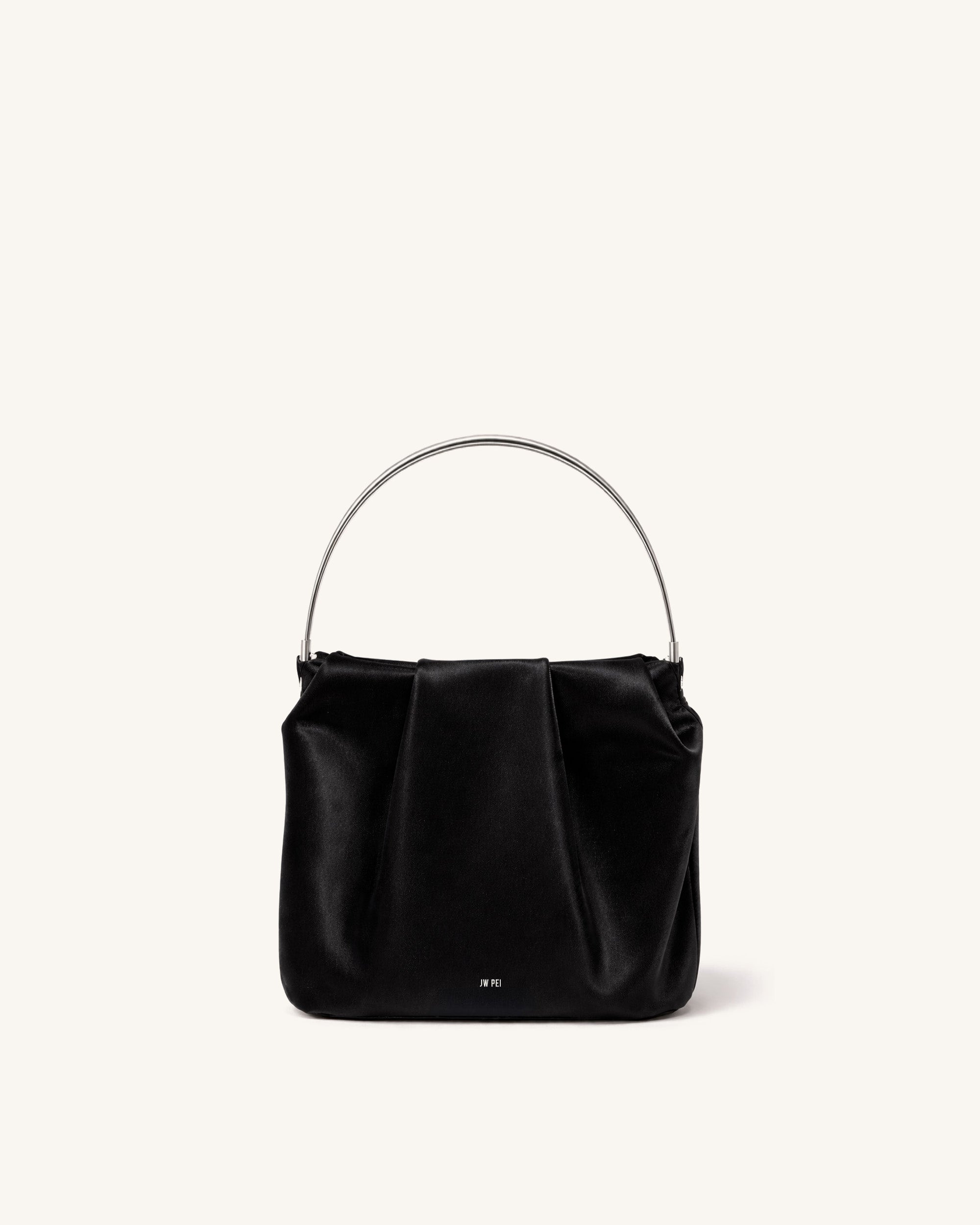 Zoe Ruched Top Handle Bag - Black