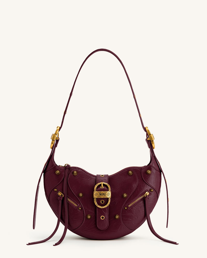 Tessa Studded Shoulder Bag - Burgundy