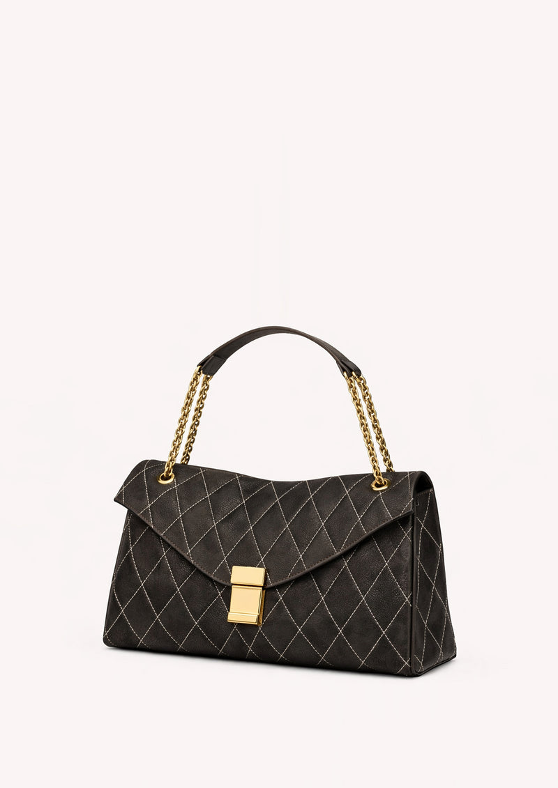 Mia Quilted Shoulder Bag - Black