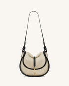 Arla Small Faux Suede Hobo Bag – Black Canvas