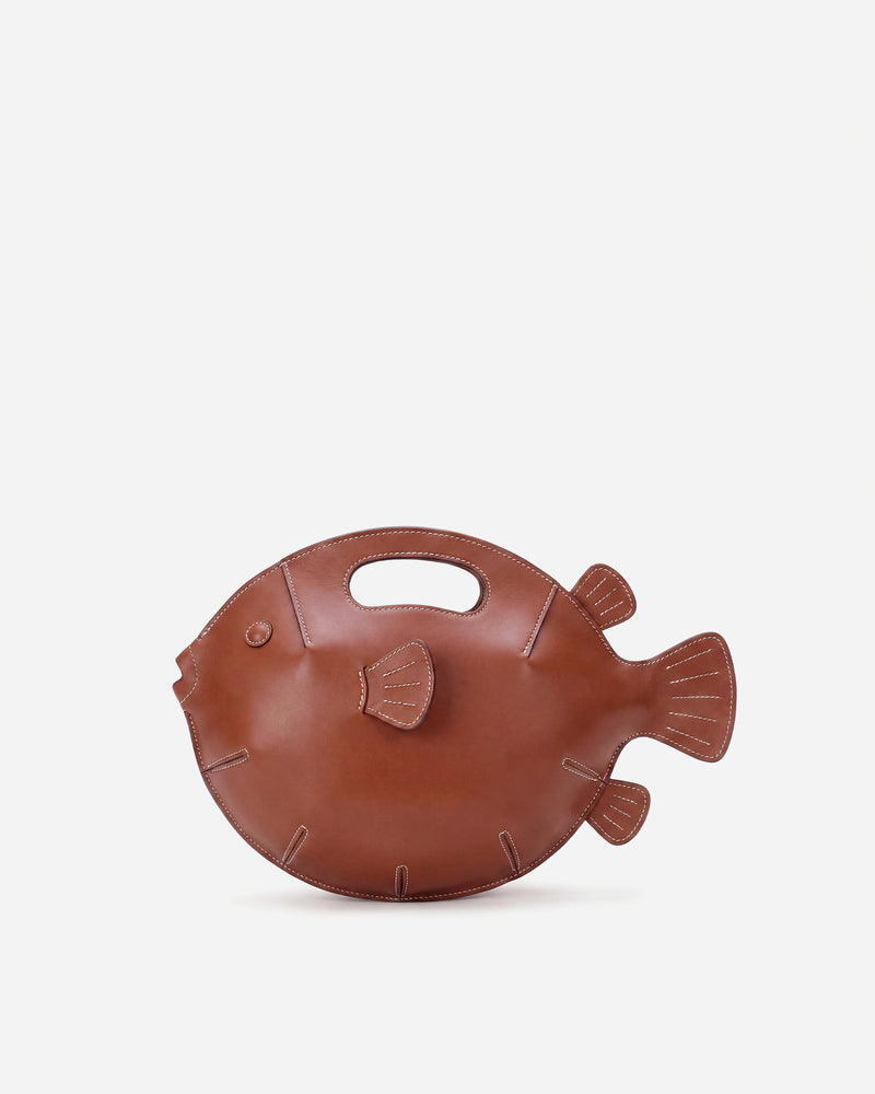 Tropical Fish Top Handle Bag - Saddle Brown