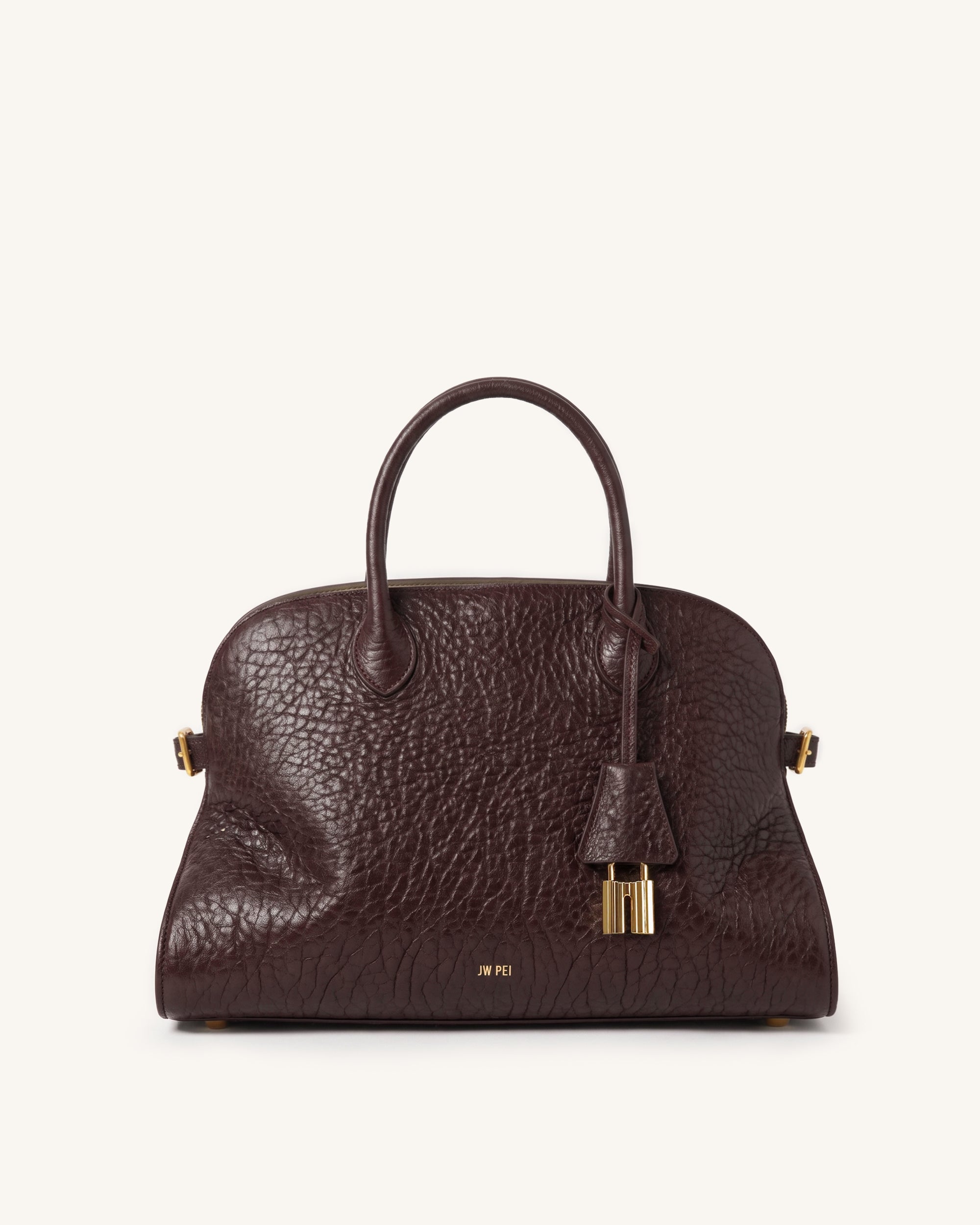 Aria Elephant-Effect Top Handle Tote - Brown