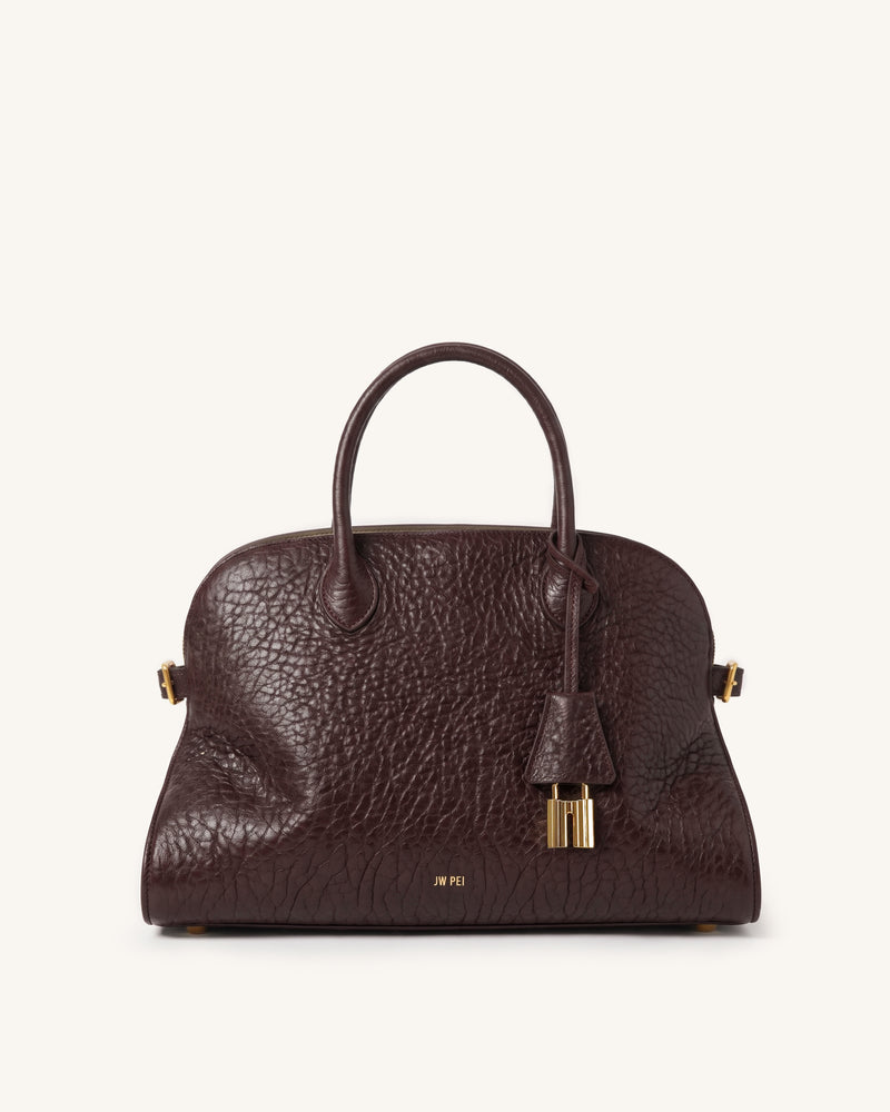 Aria Elephant-Effect Top Handle Tote - Brown