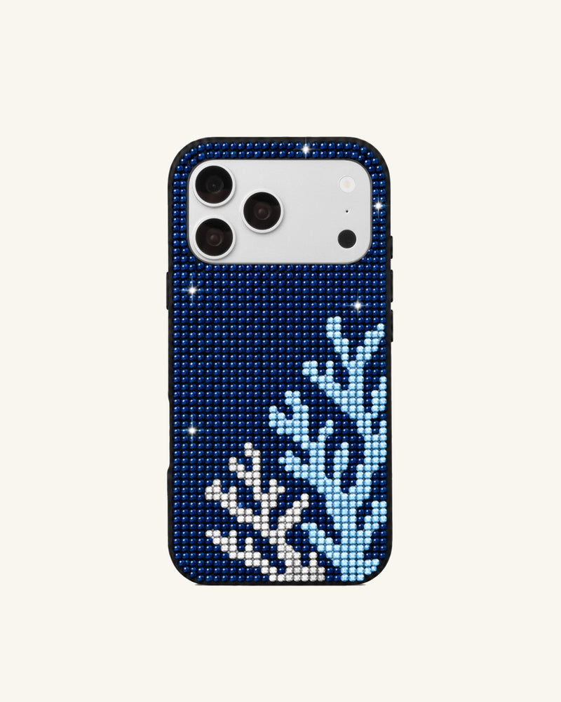 Coral Artificial Crystal Phone Case – Blue
