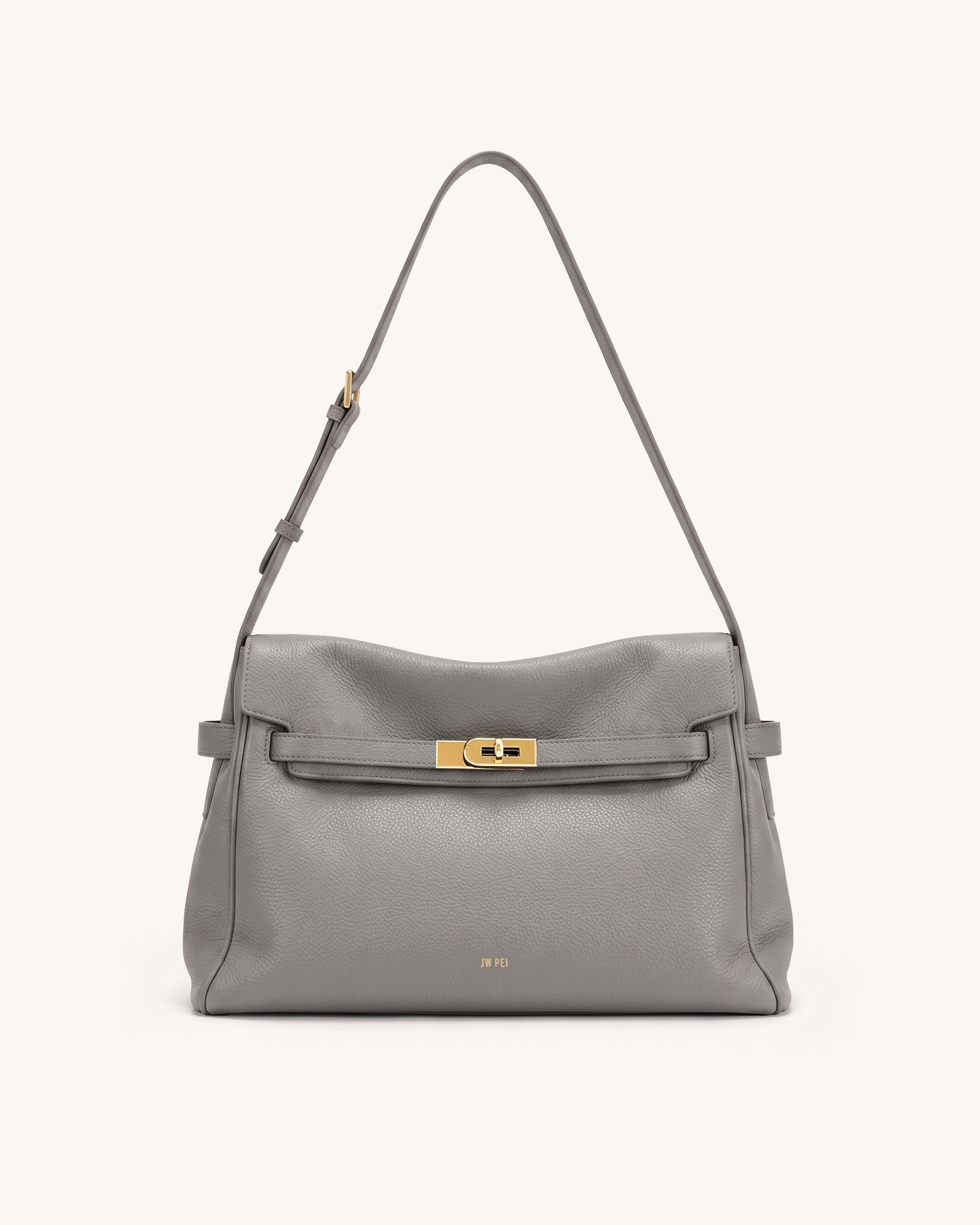 Yara Pebbled Slouchy Shoulder Bag - Gray