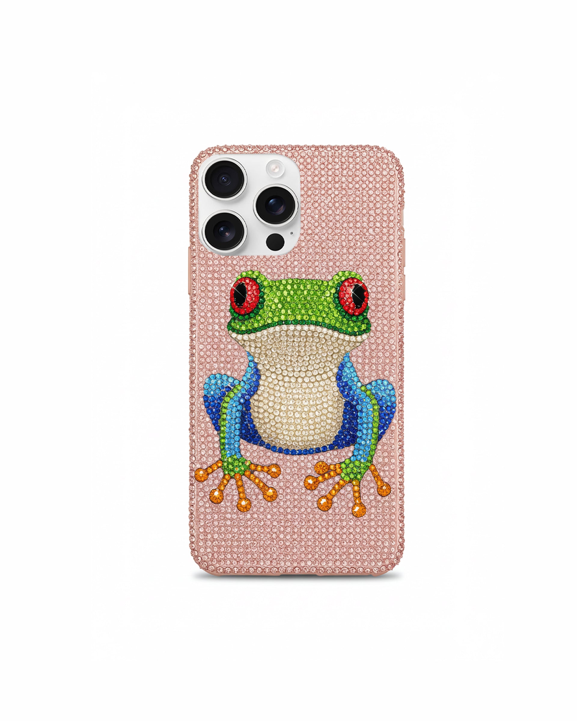 Artificial Crystal Frog Phone Case – Pink