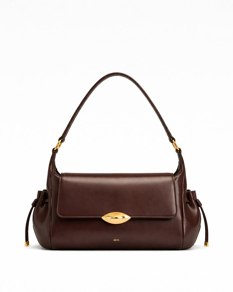 Luna Lip Flap Shoulder Bag - Brown