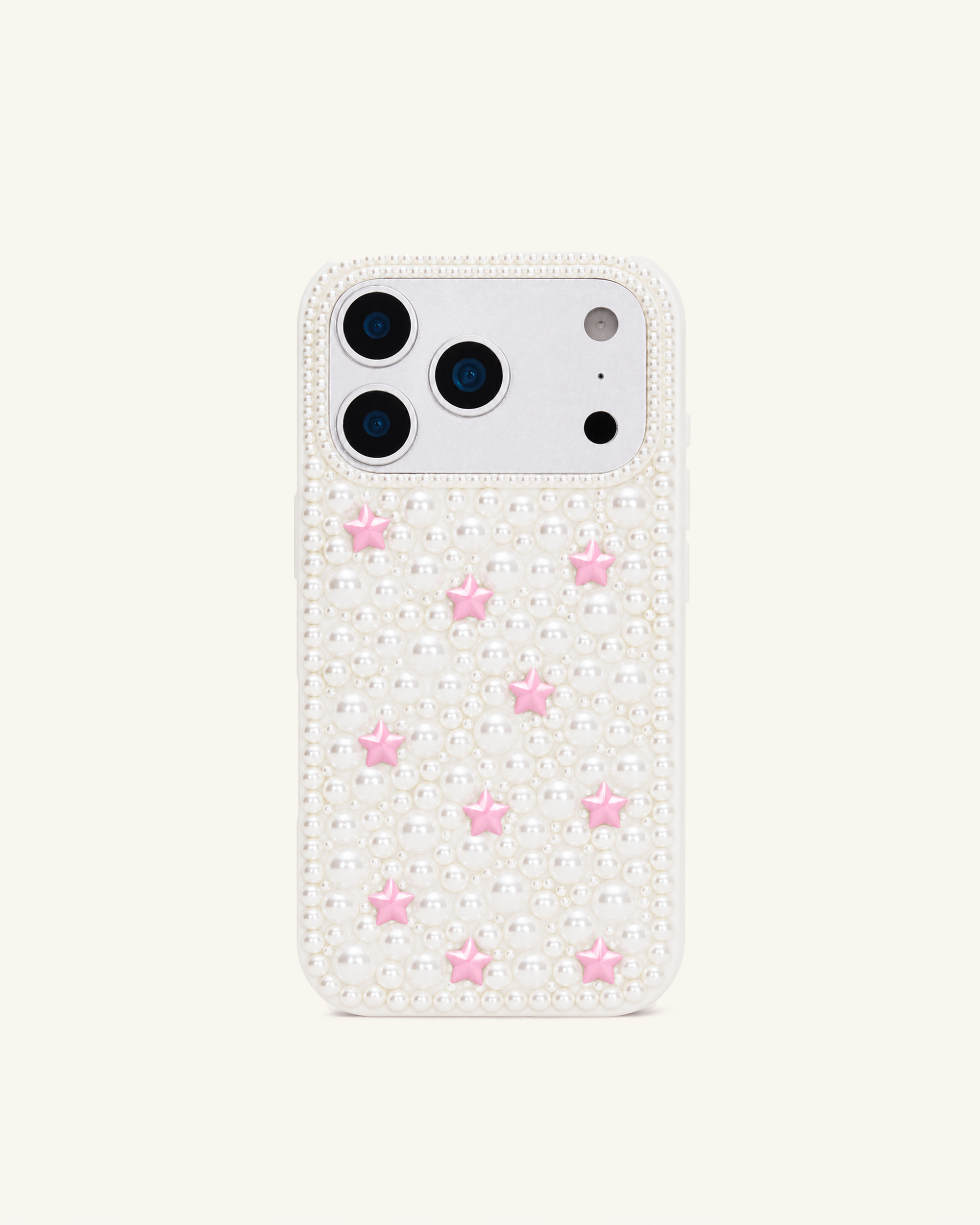Pearl Star Embellished Phone Case - White