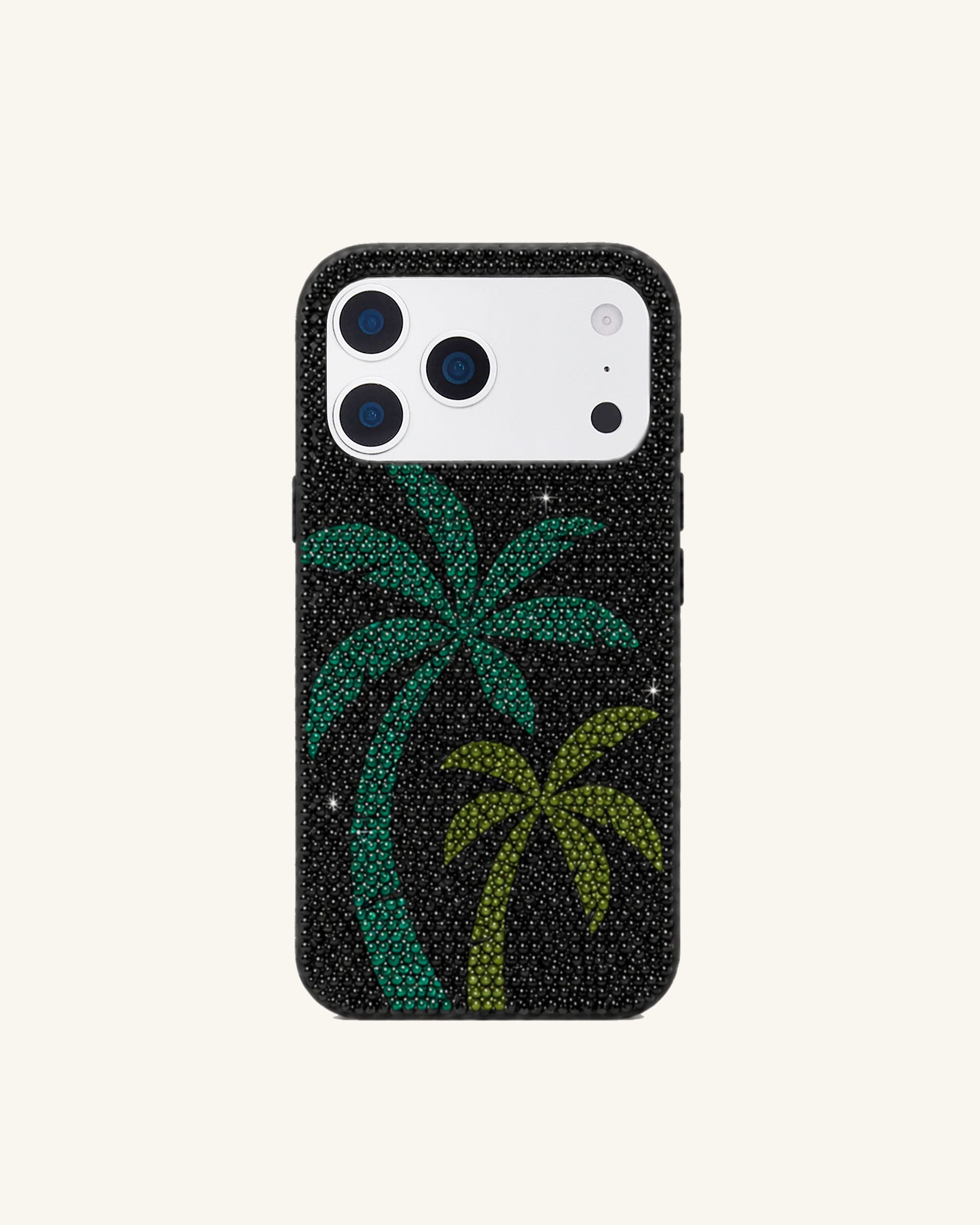 Palm Tree Artificial Crystal Phone Case - Black