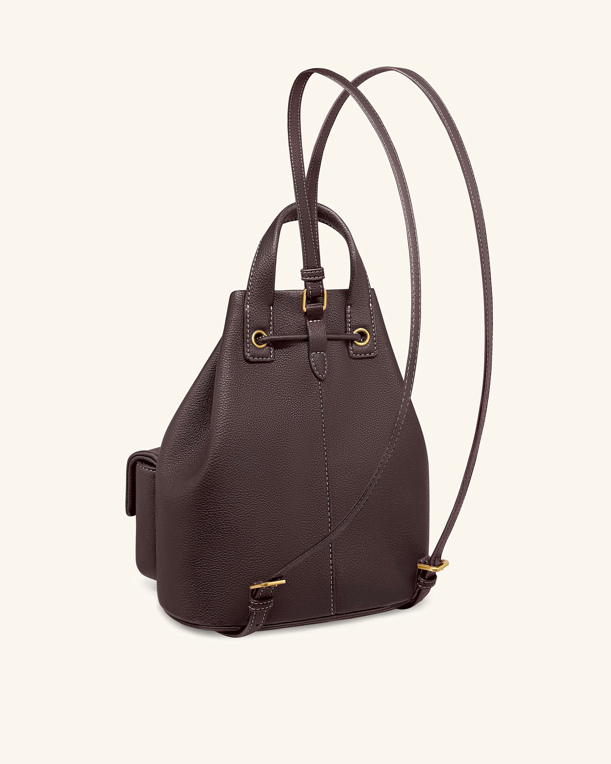 avery leather backpack Avery Pebbled Drawstring Utility Backpack – Dark Brown