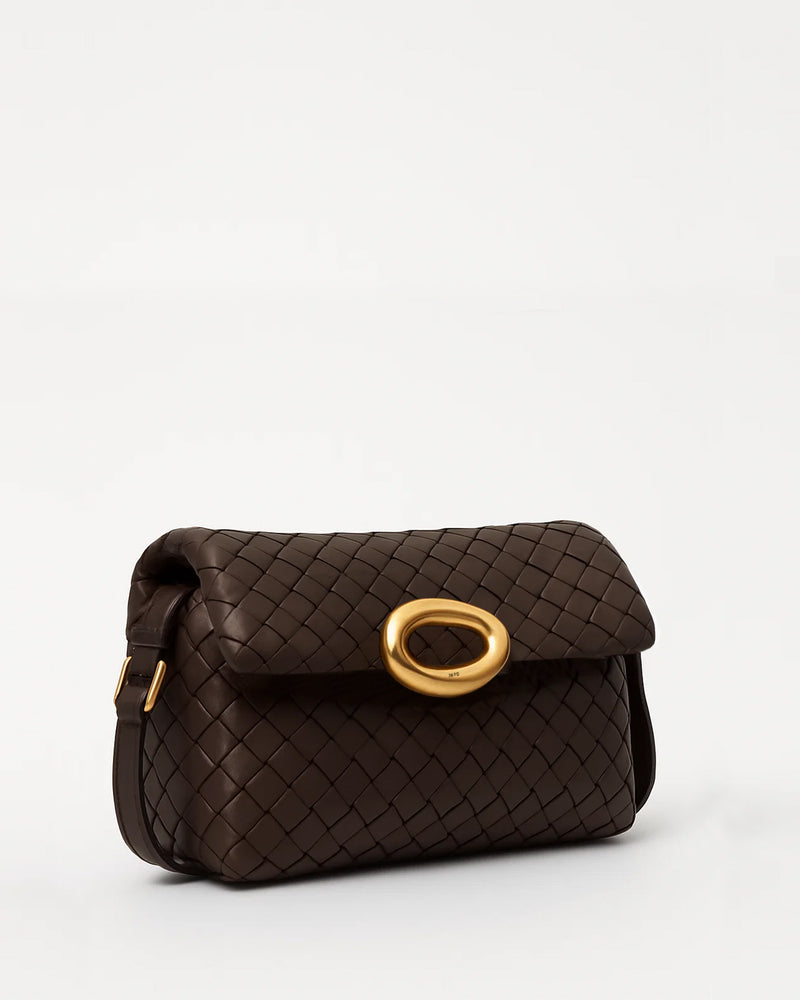 Luna Woven Shoulder Bag - Brown