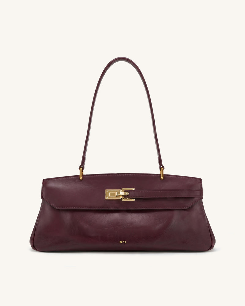 Keyla Buckled Flap Shoulder Bag – Burgundy
