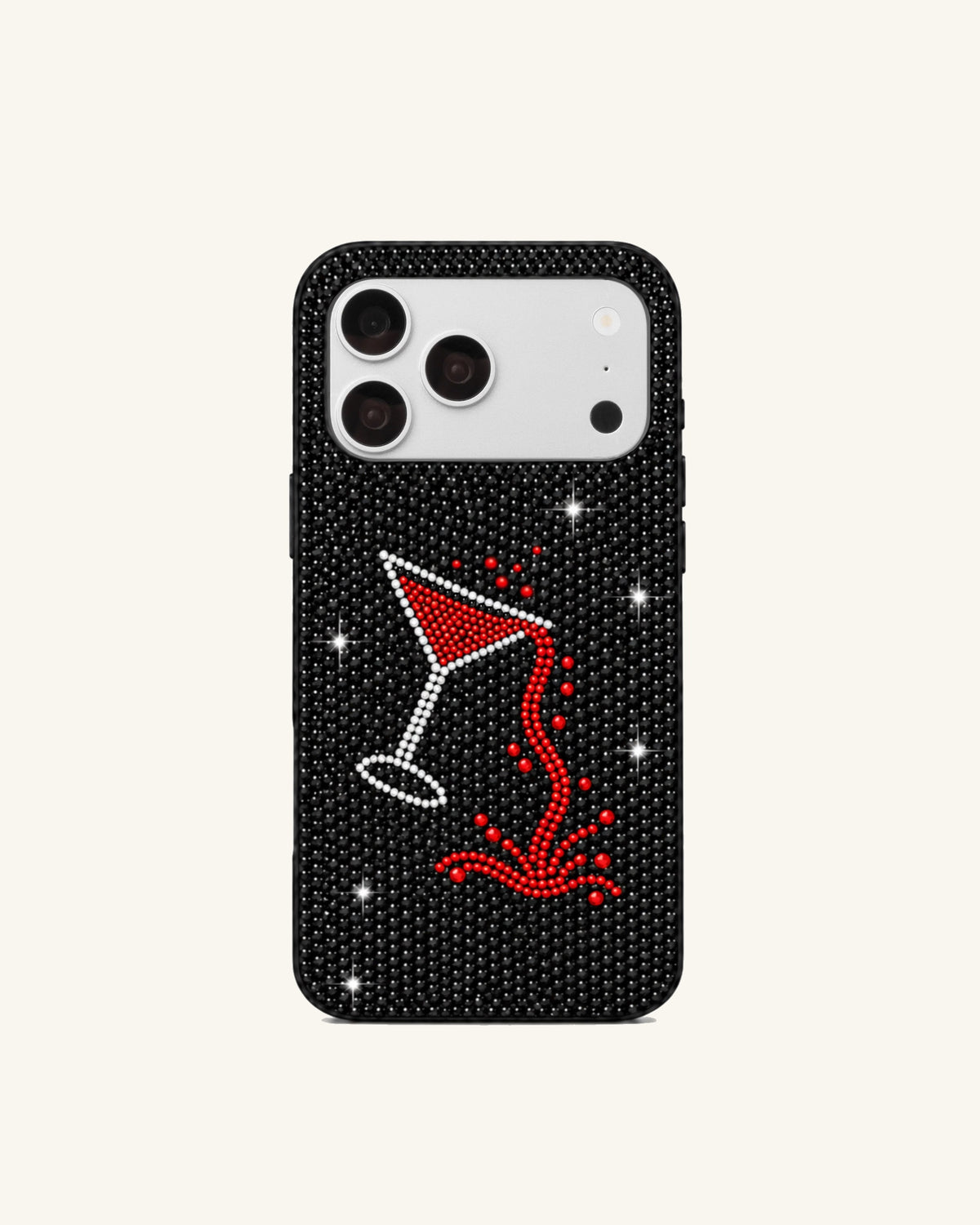 Artificial Crystal Wine Glass Phone Case – Black
