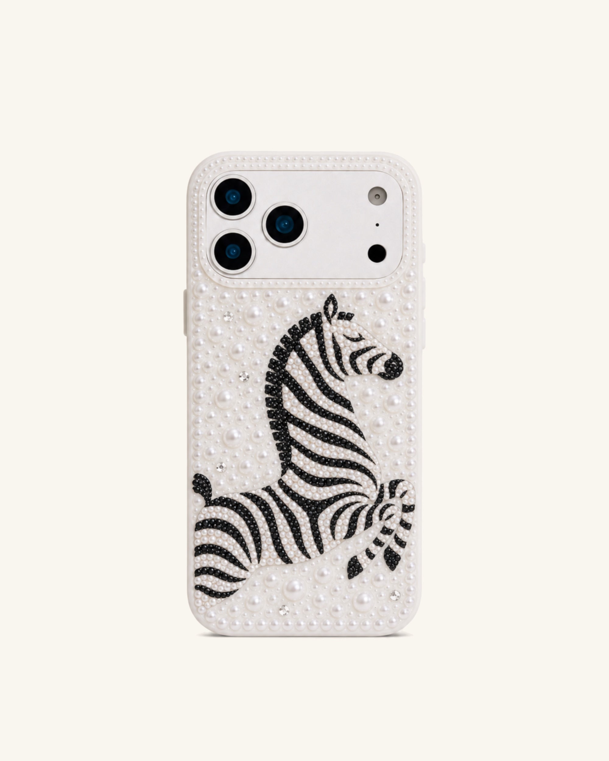 Zebra Pearl Phone Case – White