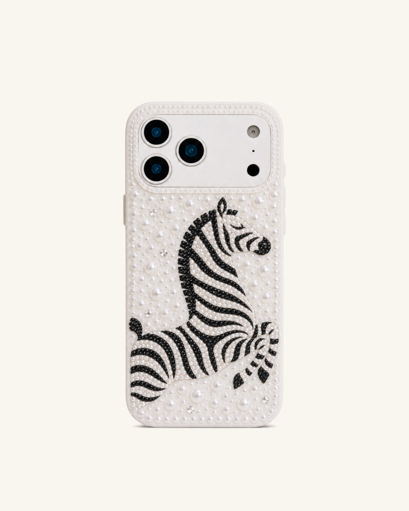Zebra Pearl Phone Case – White