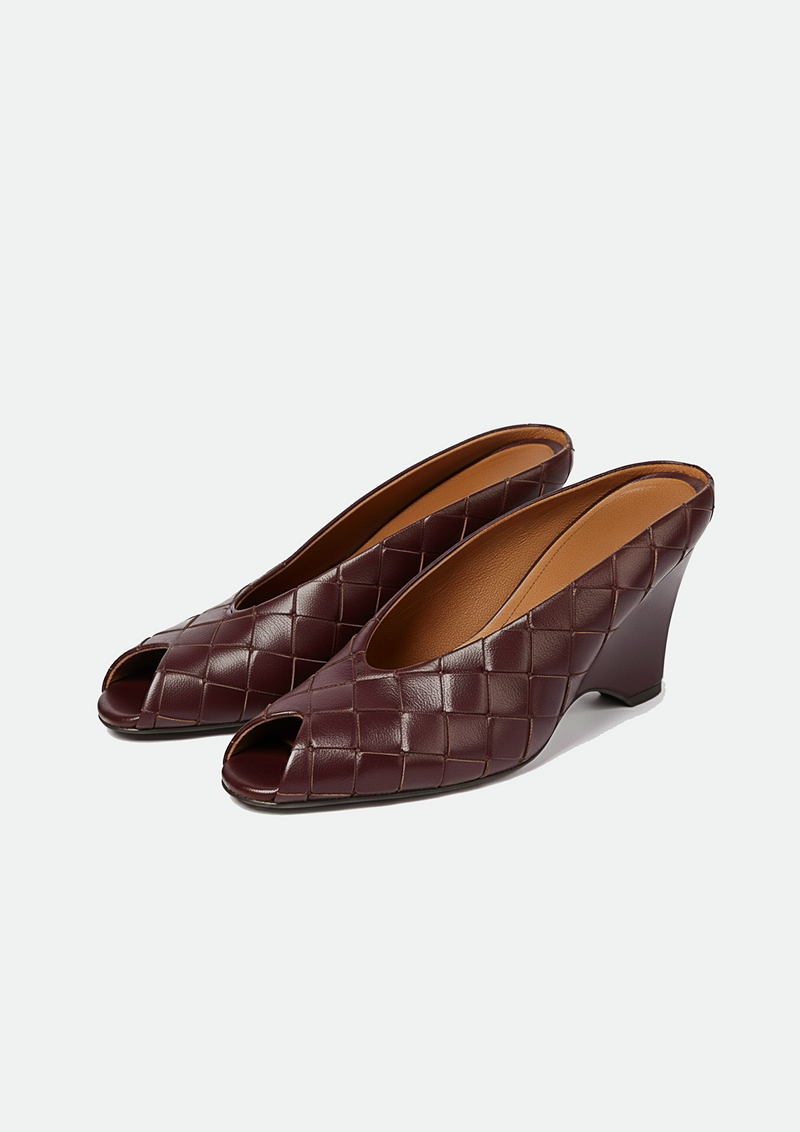 Hazel Quilted Wedge Mules – Brown