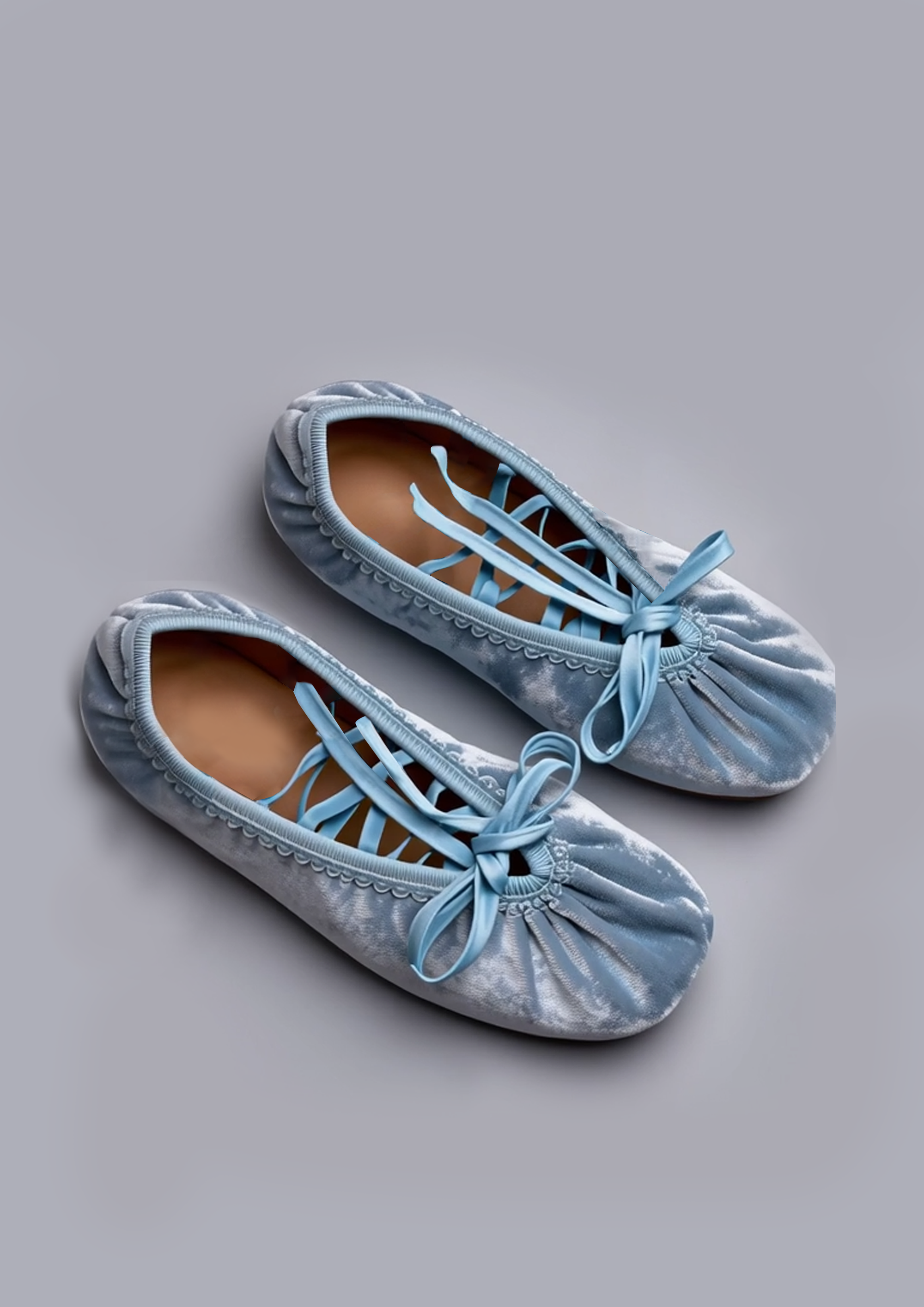 Hazel Velvet Ballet Flats – Blue