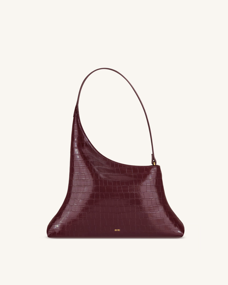 Lyra Shoulder Bag - Burgundy Croc