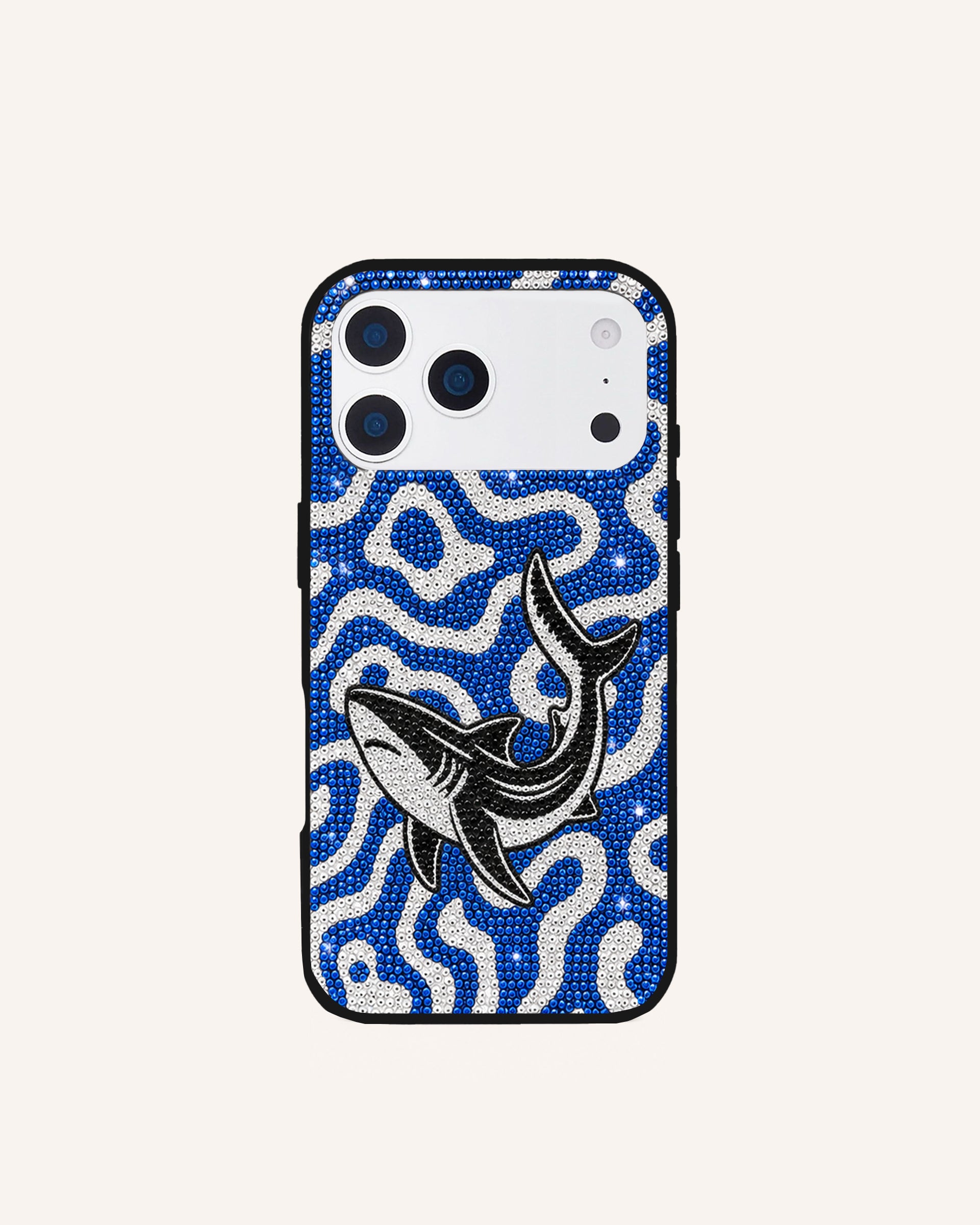 Ocean Wave Shark Artificial Crystal Phone Case – Blue