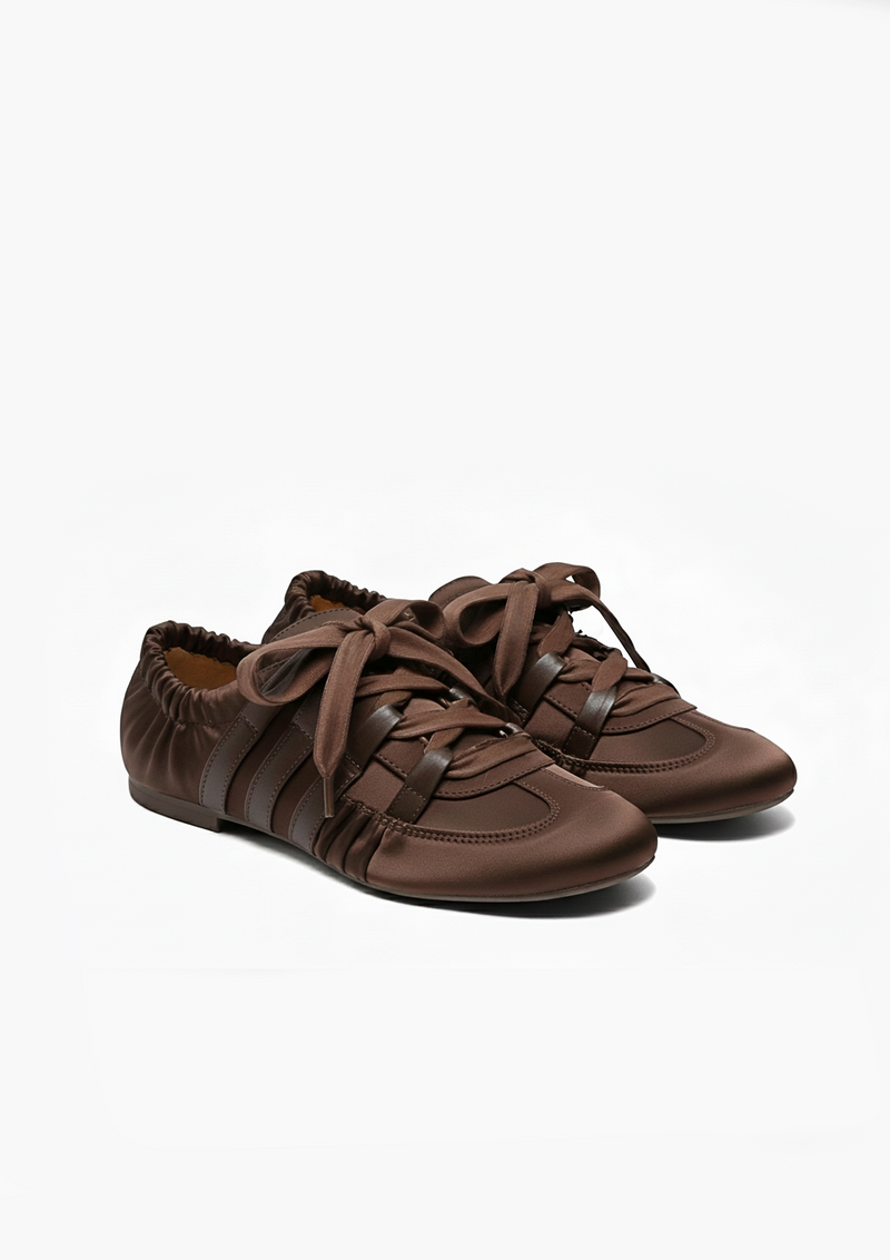 Ruby Ribboned Flats – Brown