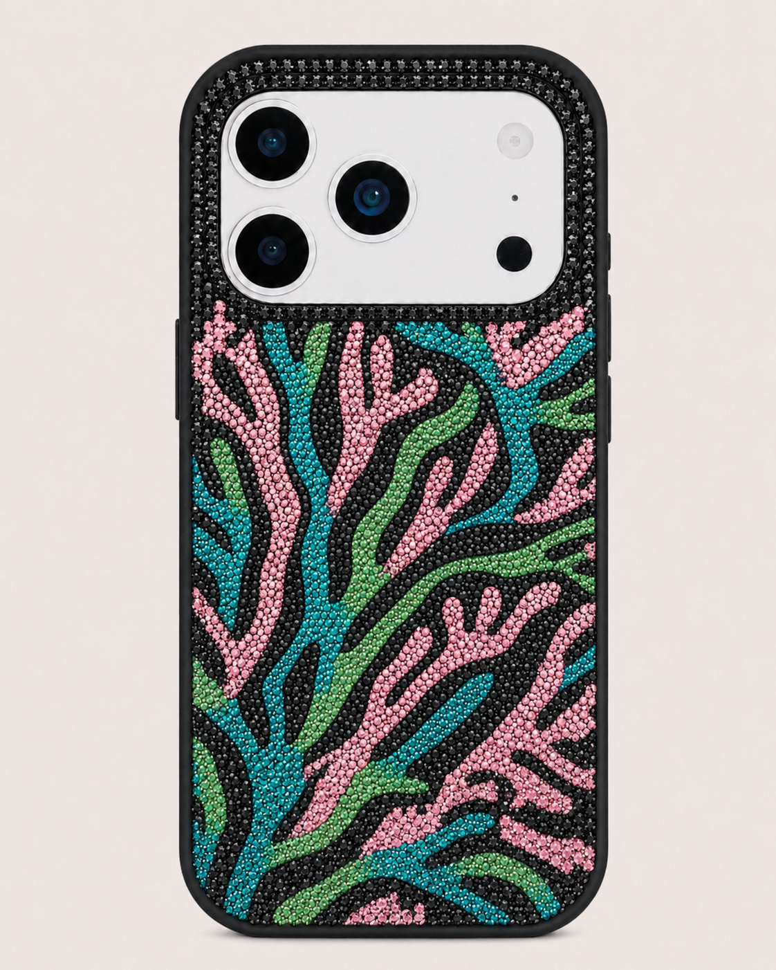 Coral Reef Artificial Crystal Phone Case - Black