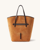 Evadne Convertible Foldover Faux Suede Tote Bag - Tan