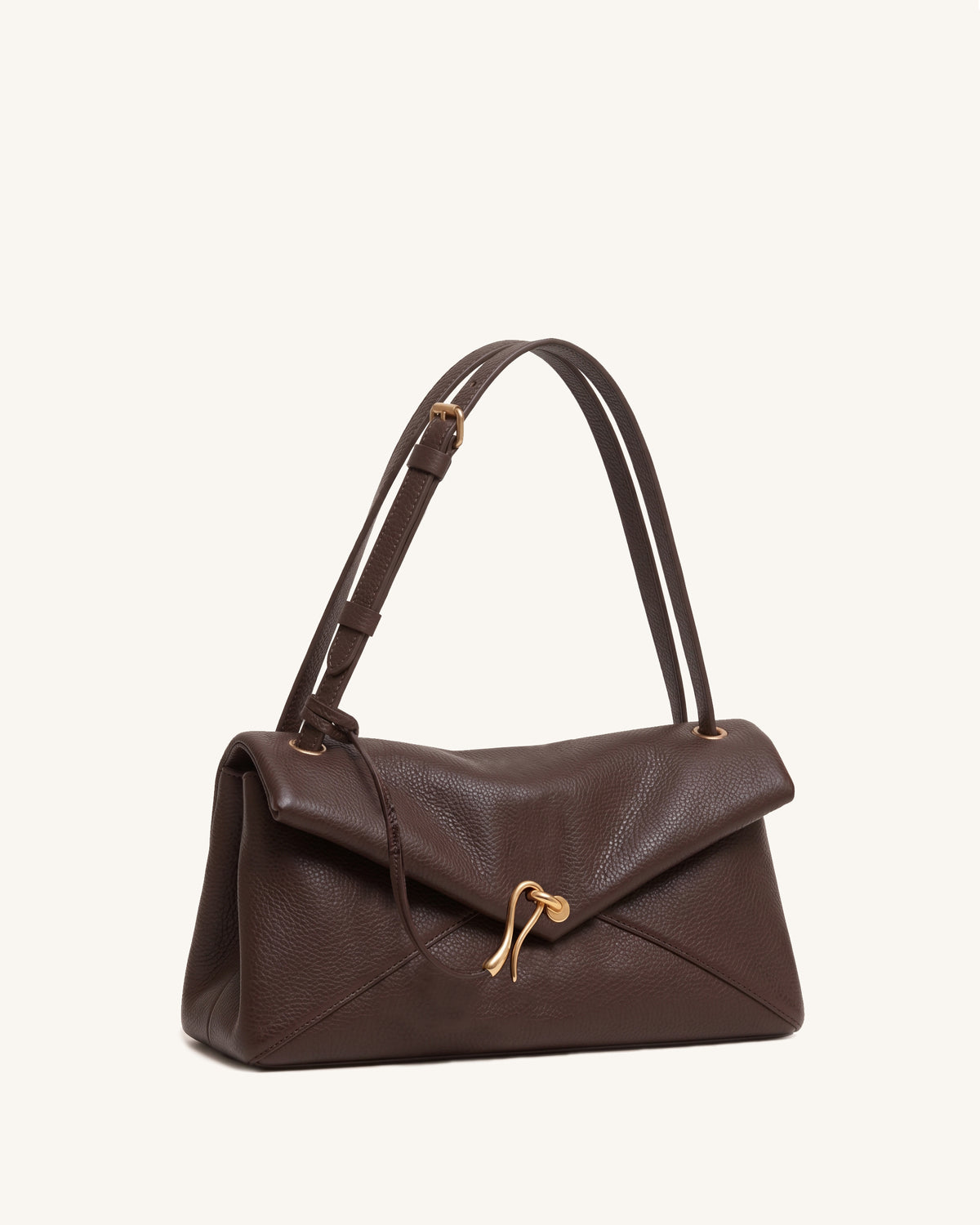 Celeste Pebbled Soft Envelope Shoulder Bag – Dark Brown
