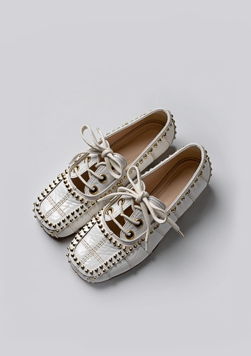 Sophie Studded Loafers – White