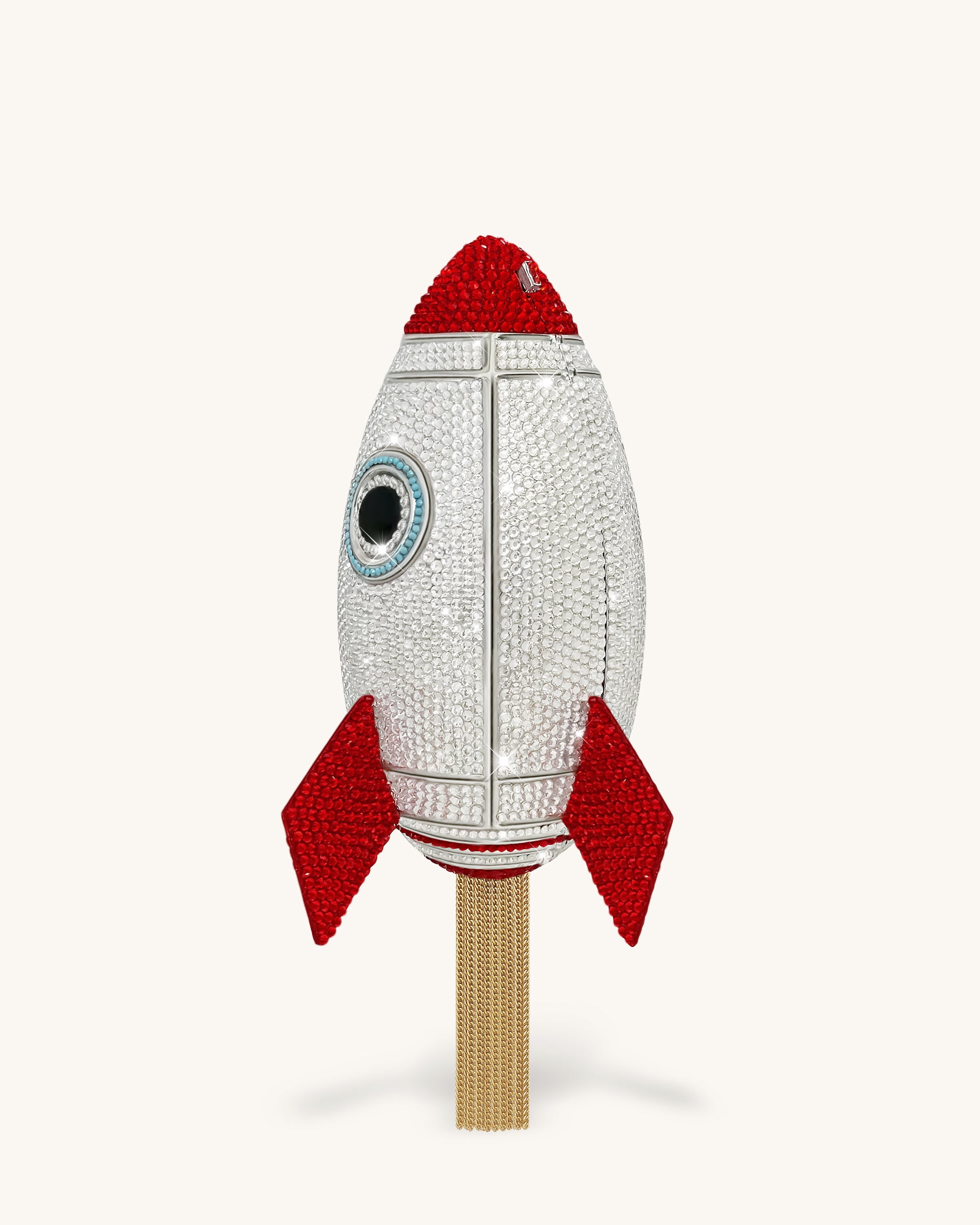 Rocket Shape Faux Crystal Clutch - Silver