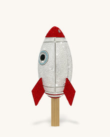 Rocket Shape Faux Crystal Clutch - Silver