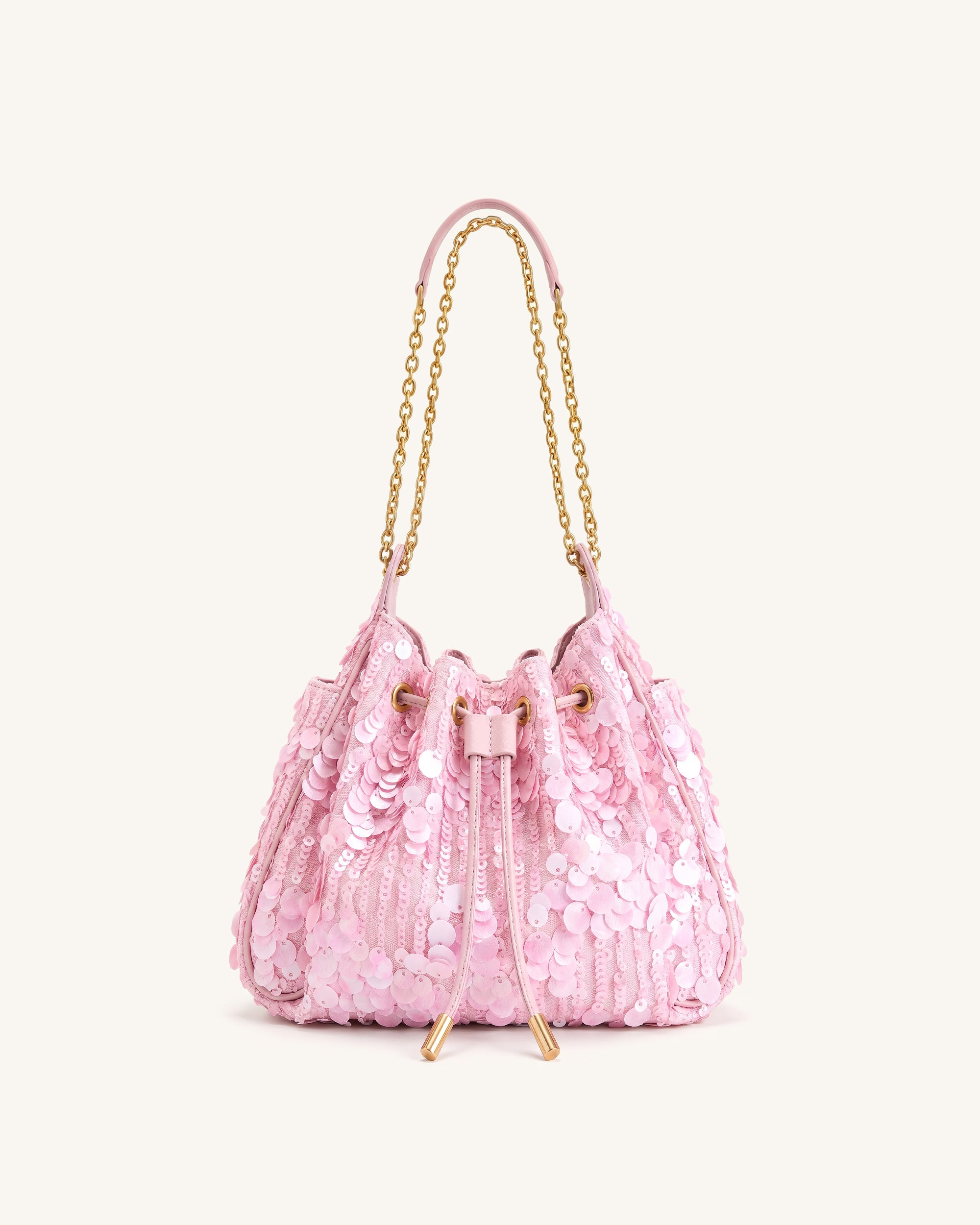 Rowan Small Sequin Chain Bucket Bag - Pink