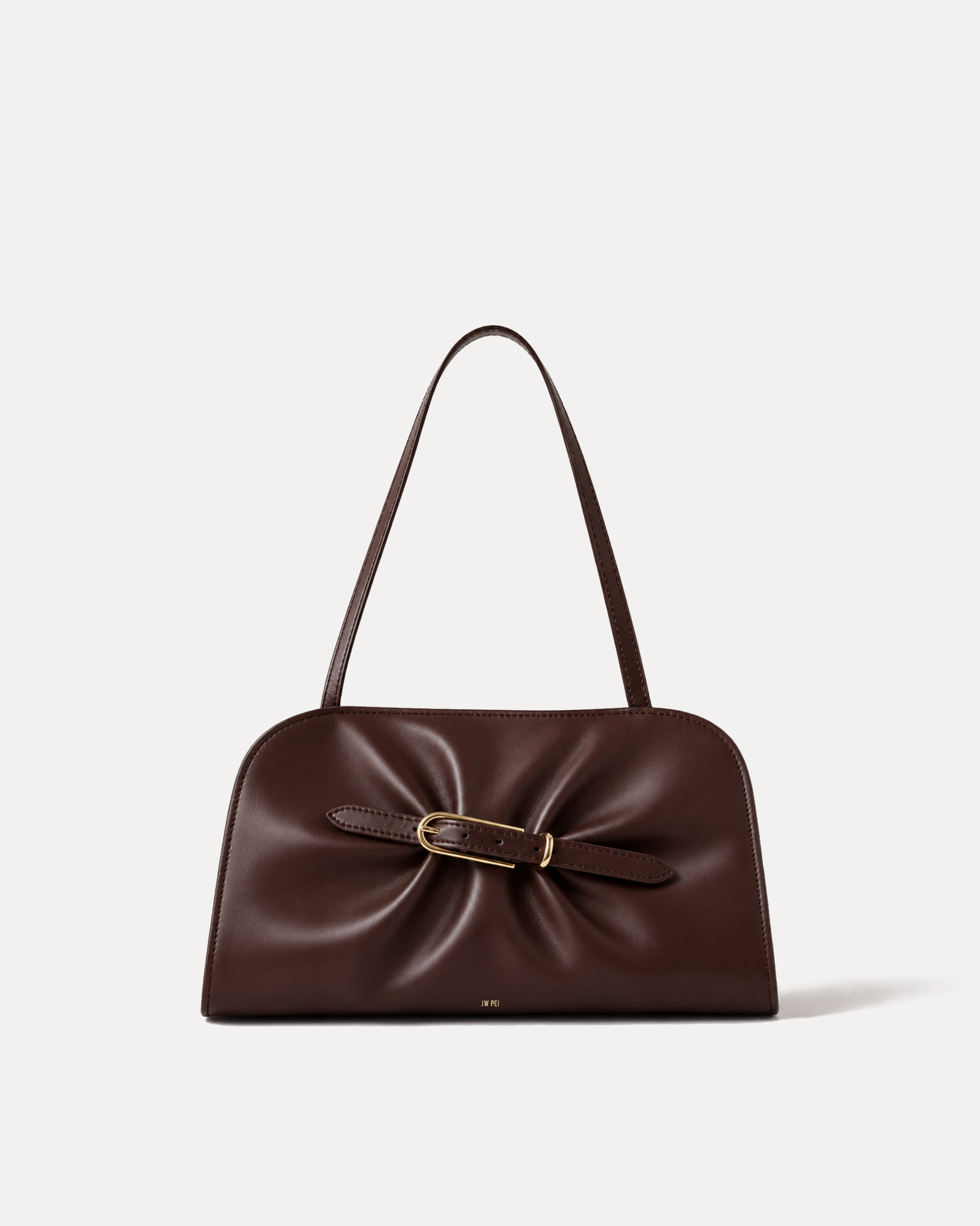 Ella Ruffle Shoulder Bag - Brown