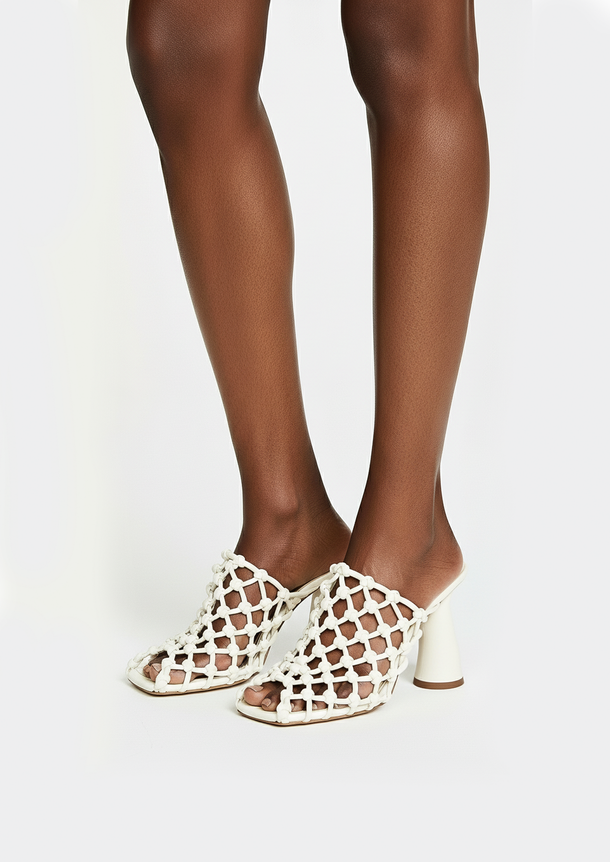 Aria Woven Mules – White